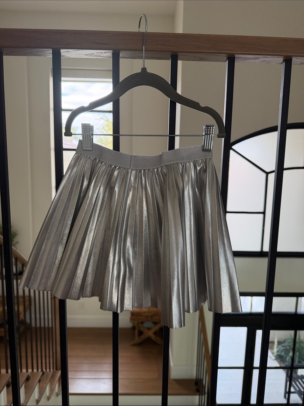 Janie and Jack Metallic Silver Pleated Kids Skirt